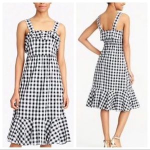 J Crew Gingham Ruffle Midi